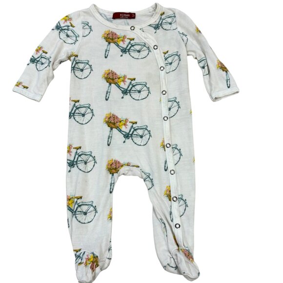 Milkbarn Baby Bicycle Print Footed Romper 3-6 Months - Picture 1 of 4